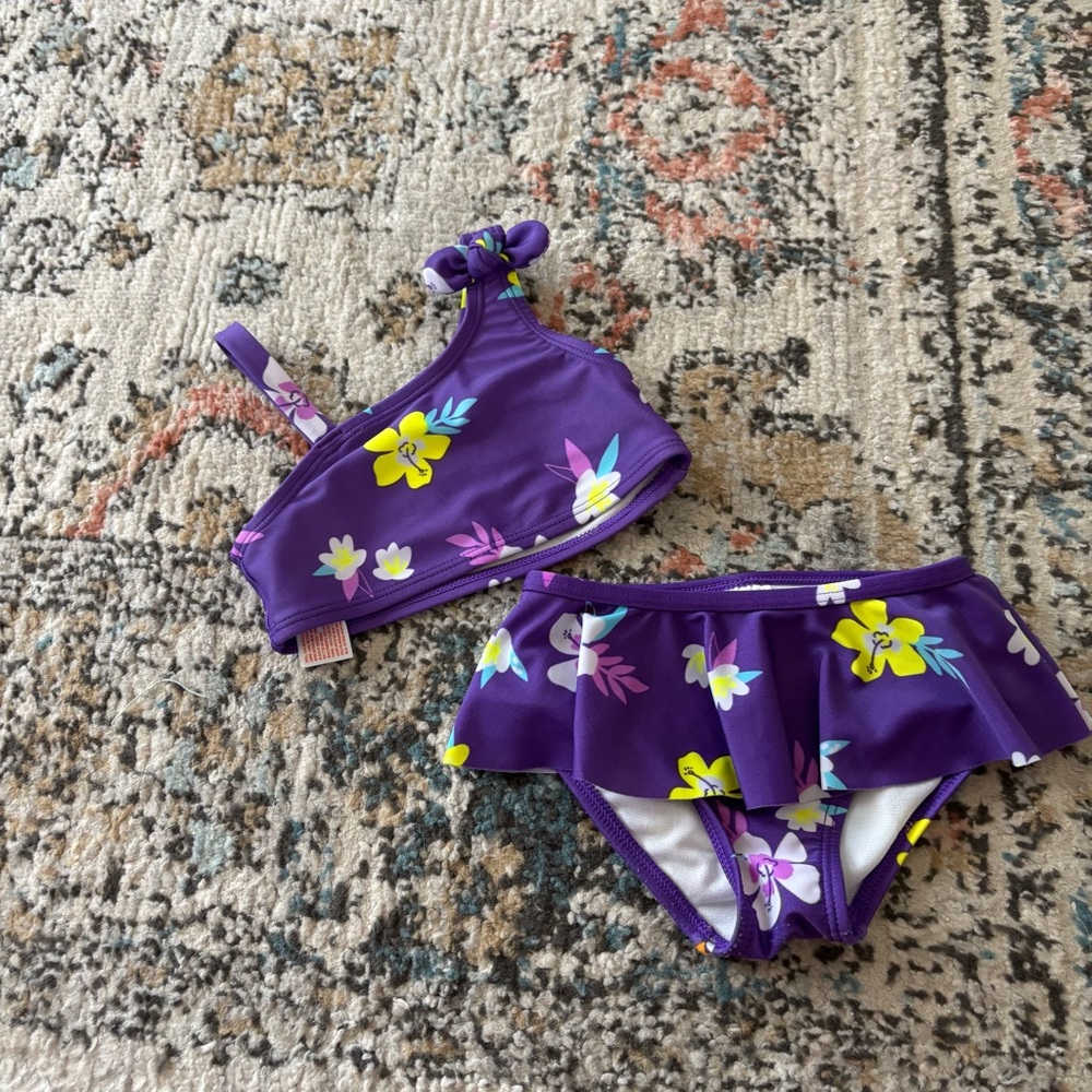 cat & jack floral 2 piece swimsuit